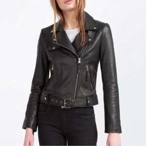 ZARA 100% Leather Motorcycle Jacket